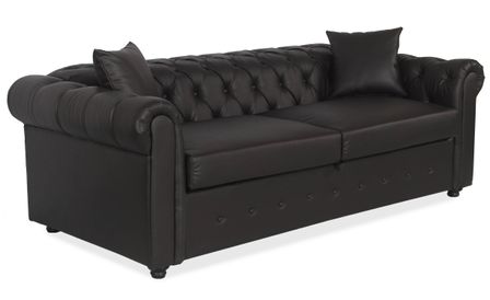 Canapé Chesterfield convertible similicuir marron Domina