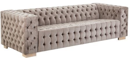 Canapé colonial 4 places velours gris Ours