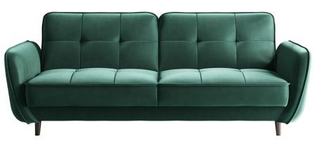 Canapé convertible 3 places BOZA en velours avec pieds en bois noir – 220 cm