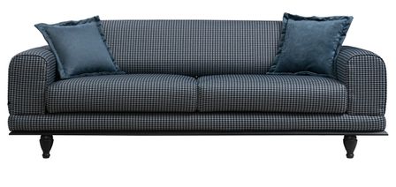 Canapé convertible 3 places capitonné tissu velouté pied de poule Dolane 220 cm