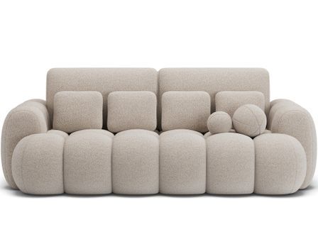 Canapé convertible 3 places COCOON en tissu boucle capitonné – 256 cm