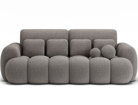 Canapé convertible 3 places COCOON en tissu boucle capitonné – 256 cm