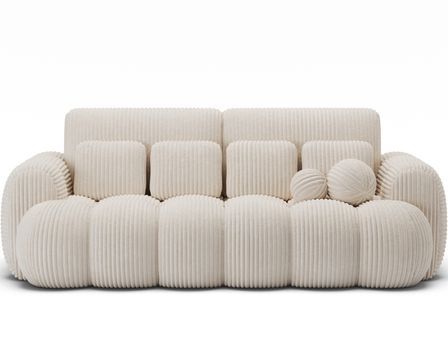 Canapé convertible 3 places COCOON en tissu côtelé capitonné – 256 cm