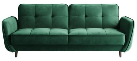 Canapé convertible 3 places tissu BOZA 220 cm - Pieds bois noir