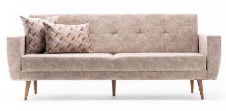 Canapé convertible 3 places tissu crème Spoka 218 cm