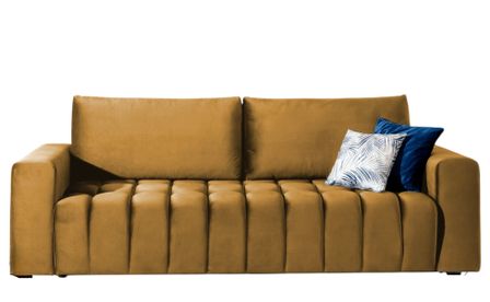 Canapé convertible 3 places velours capitonné LARKO 247 cm