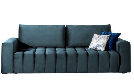 Canapé convertible 3 places velours capitonné LARKO 247 cm