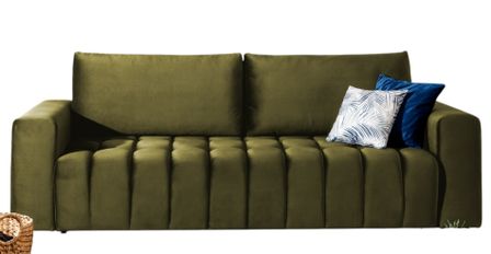 Canapé convertible 3 places velours capitonné LARKO 247 cm