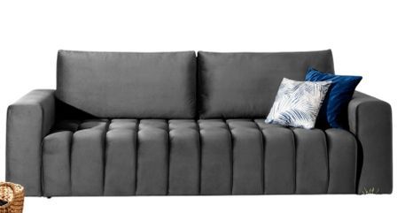 Canapé convertible 3 places velours capitonné LARKO 247 cm