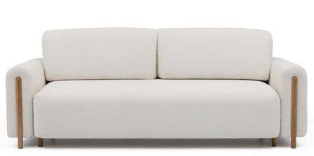 Canapé convertible 4 places DOVA en tissu bouclette avec pieds en bois massif naturel – 244 cm