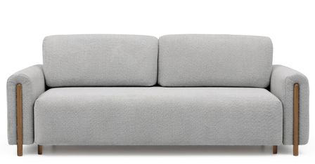 Canapé convertible 4 places en tissu bouclette DOVA - Pieds bois massif naturel