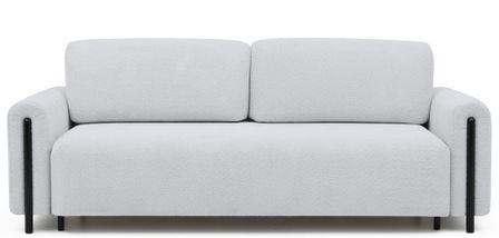 Canapé convertible 4 places en tissu bouclette DOVA - Pieds bois massif noir