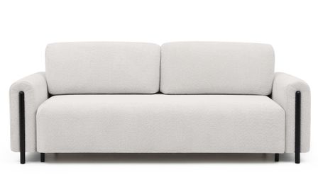 Canapé convertible 4 places en tissu bouclette DOVA - Pieds bois massif noir