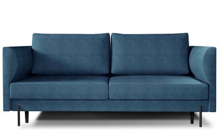 Canapé convertible 4 places tissu ROBBY 215 cm – Rangement et pieds métal noir