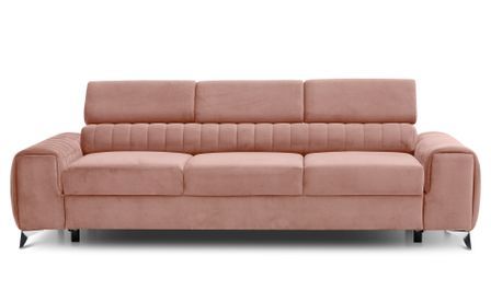 Canapé convertible 4 places velours LOZA 261 cm - Appuis-tête réglables et pieds acier chromé