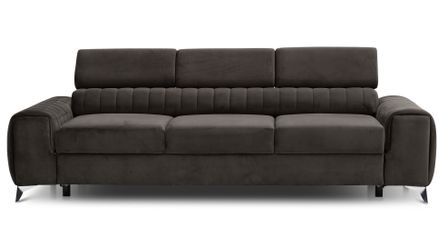 Canapé convertible 4 places velours LOZA 261 cm - Appuis-tête réglables et pieds acier chromé