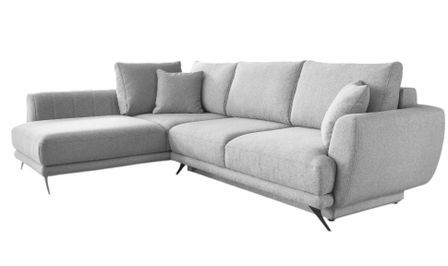 Canapé convertible angle gauche tissu gris souris Savary 280 cm