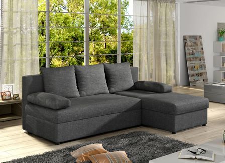 Canapé convertible angle réversible tissu gris foncé Gary 206 cm