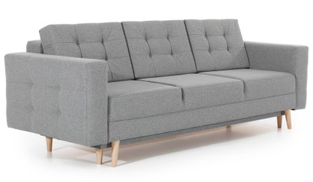 Canapé convertible ANSKA en velours avec pieds en bois naturel – 233 cm