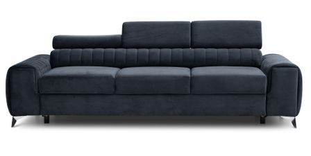 Canapé convertible avec appuis-tête réglables velours bleu marine Lozan 261 cm