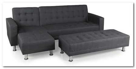 Canapé convertible d'angle capitonné tissu gris foncé et banquette Josh