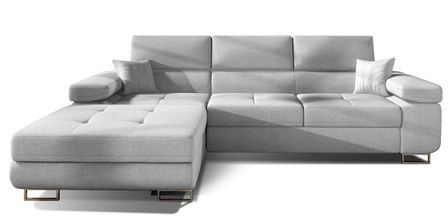 Canapé convertible d'angle gauche tissu gris clair avec rangement Wile 280 cm