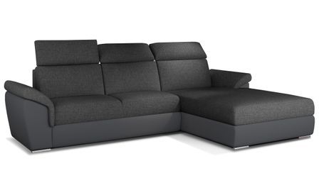 Canapé convertible d'angle tissu gris foncé chiné et simili gris Suzy 272 cm