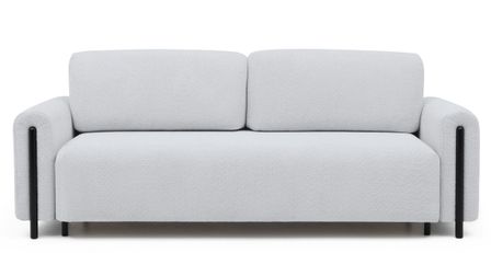 Canapé convertible en tissu bouclette DOVA - Pieds bois massif noir