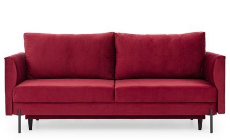 Canapé convertible 4 places velours ROBBY 215 cm – Rangement et pieds métal noir