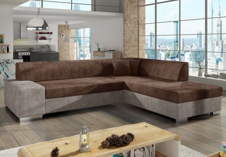 Canapé convertible moderne angle droit tissu doux rose et parme Plazo 278 cm