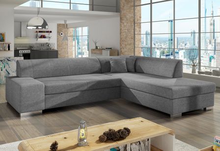 Canapé convertible moderne angle droit tissu gris clair chiné Plazo 278 cm