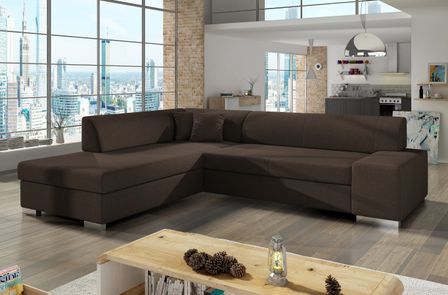 Canapé convertible moderne angle gauche tissu marron Plazo 278 cm