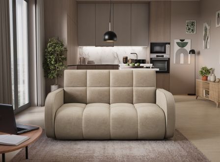 Canapé convertible tissu DENVERS – Avec coffre de rangement