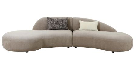 Canapé d’angle 3 places VENICE – Tissu chenille beige & 2 coussins inclus