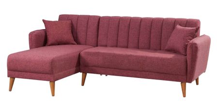 Canapé d'angle à gauche convertible lin rouge guava Bompart 225 cm