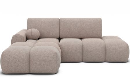 Canapé d’angle convertible 3 places BINUTO en tissu avec coffre de rangement – 227 cm