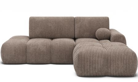 Canapé d’angle convertible 3 places BINUTO en tissu avec coffre de rangement – 227 cm
