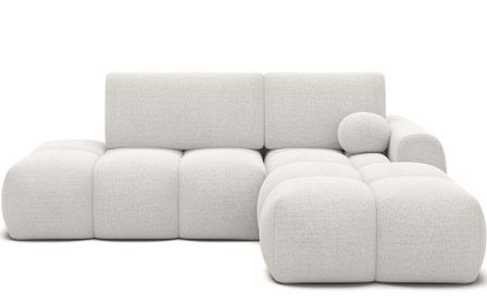 Canapé d’angle convertible 3 places tissu BINUTO 227 cm - Coffre de rangement