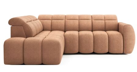 Canapé d’angle convertible 4 places BOBOON en tissu avec coffre de rangement – 258 cm