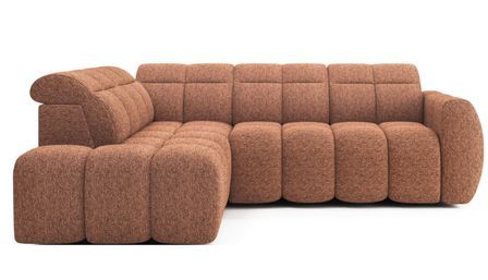 Canapé d’angle convertible 4 places BOBOON en tissu avec coffre de rangement – 258 cm