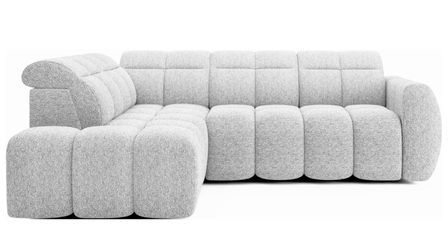 Canapé d’angle convertible 4 places BOBOON en tissu avec coffre de rangement – 258 cm