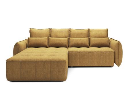 Canapé d’angle convertible 4 places KAMPUS en tissu effet cuir avec coffre de rangement – 265 cm