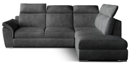 Canapé d’angle convertible 4 places KEPITA en tissu avec coffre et têtières réglables – 260 cm