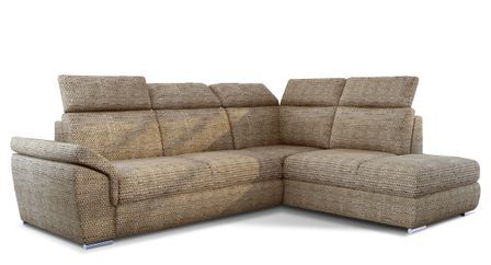Canapé d’angle convertible 4 places KEPITA en tissu avec coffre et têtières réglables – 260 cm