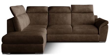 Canapé d’angle convertible 4 places KEPITA en tissu avec coffre et têtières réglables – 260 cm