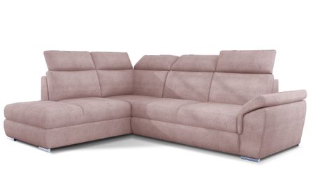 Canapé d’angle convertible 4 places KEPITA en tissu avec coffre et têtières réglables – 260 cm
