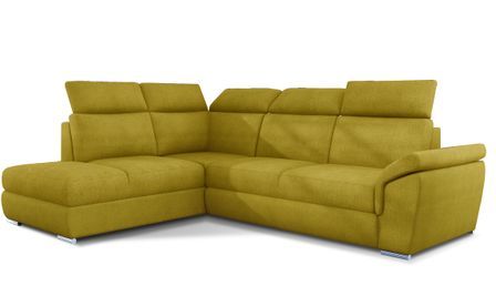 Canapé d’angle convertible 4 places KEPITA en tissu avec coffre et têtières réglables – 260 cm