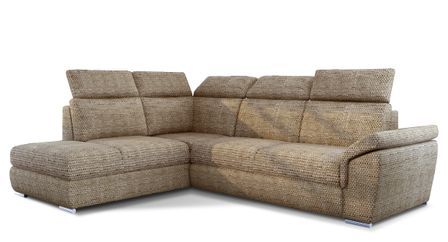 Canapé d’angle convertible 4 places KEPITA en tissu avec coffre et têtières réglables – 260 cm