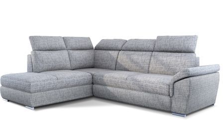 Canapé d’angle convertible 4 places KEPITA en tissu avec coffre et têtières réglables – 260 cm