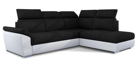 Canapé d’angle convertible 4 places KEPITA en tissu et simili cuir – 260 cm